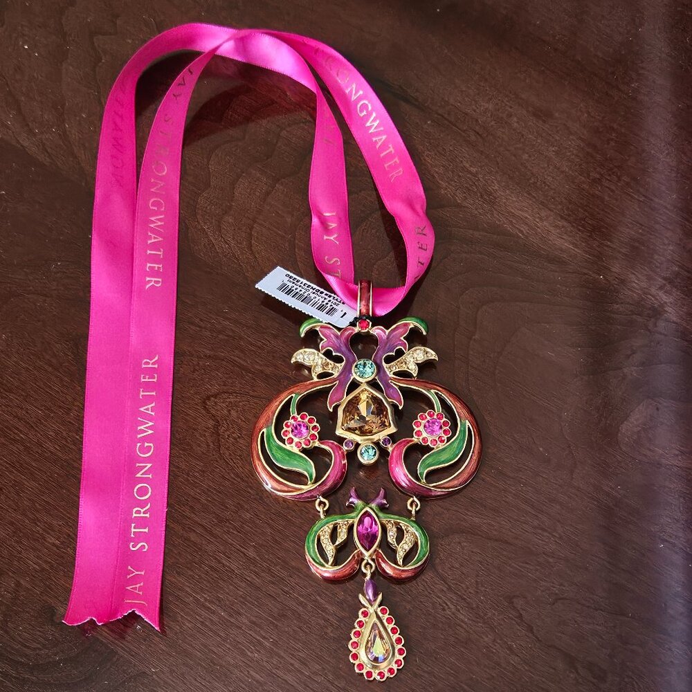 NEW JAY STRONGWATER 2019 ANNUAL CHRISTMAS HOLIDAY SCROLL CRYSTAL ENAMEL ORNAMENT